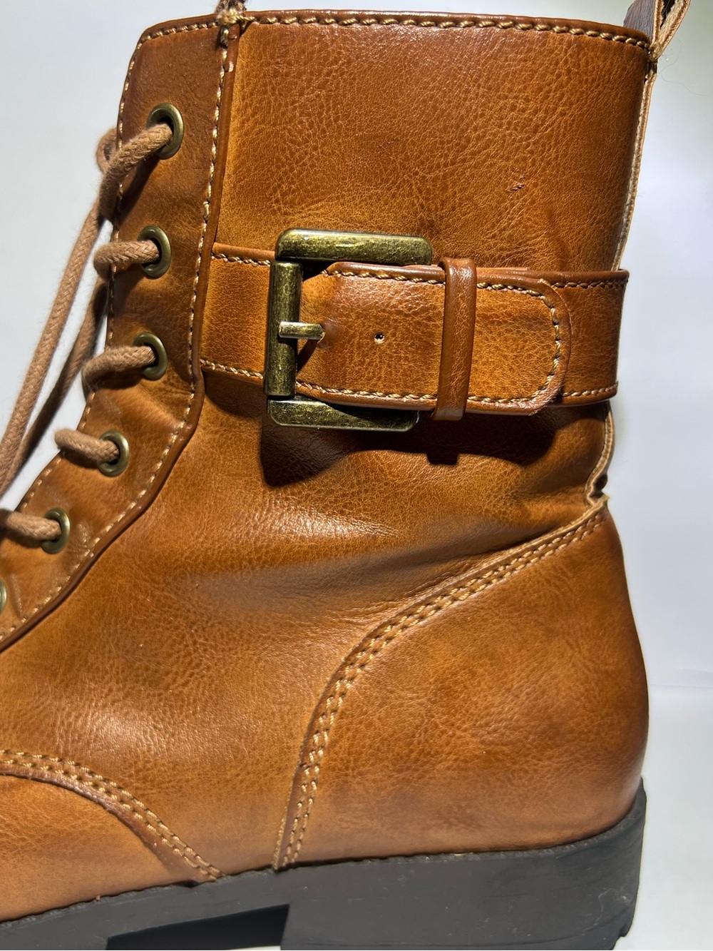 Faux Leather Lace-Up Combat Boots - (Women's Size 9 MED) - Picture 5 of 8